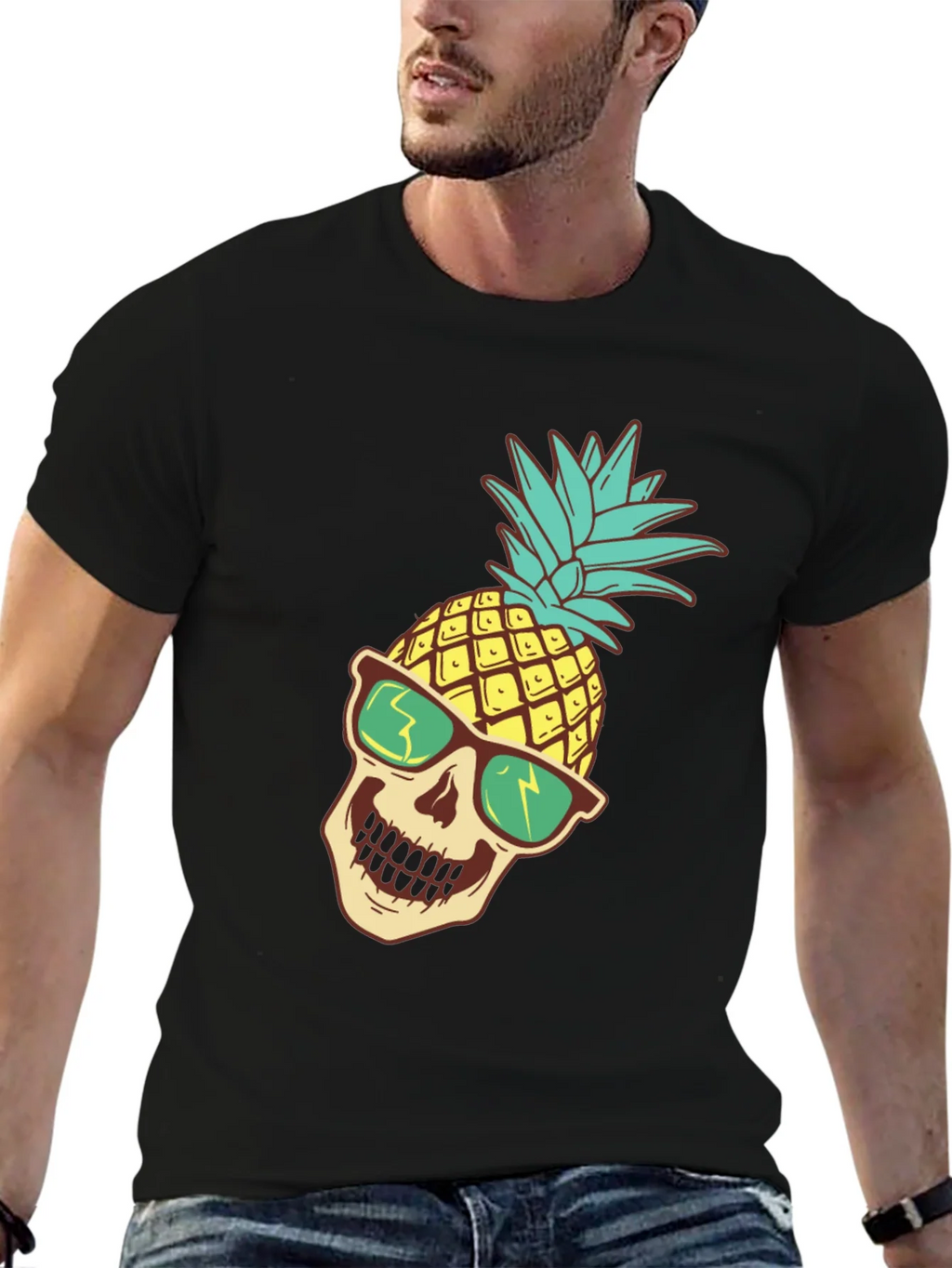 Pineapple Skull Graphic T-Shirt product image 5