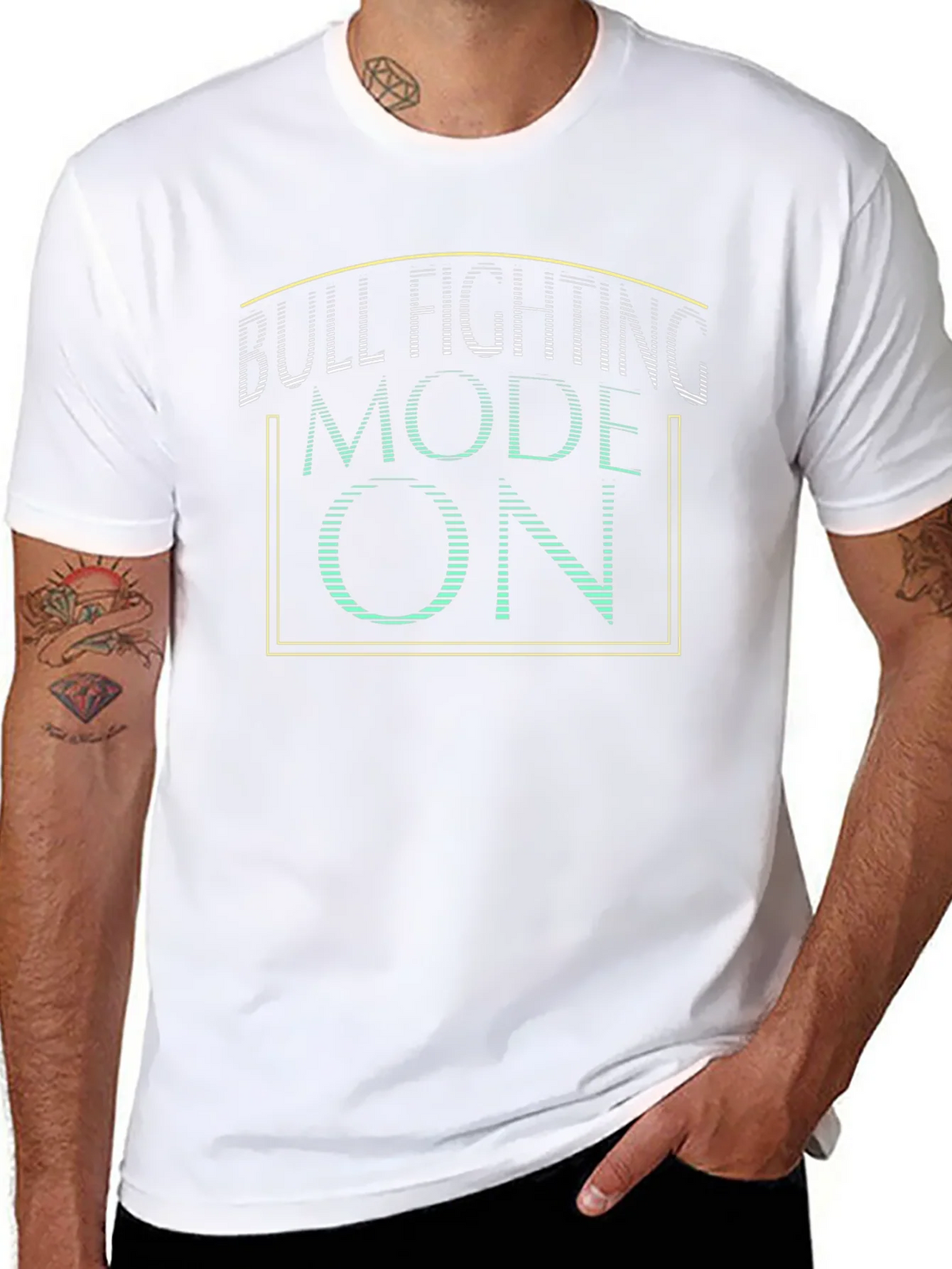 Bull Fighting Mode On Graphic Tee - Black product image 7