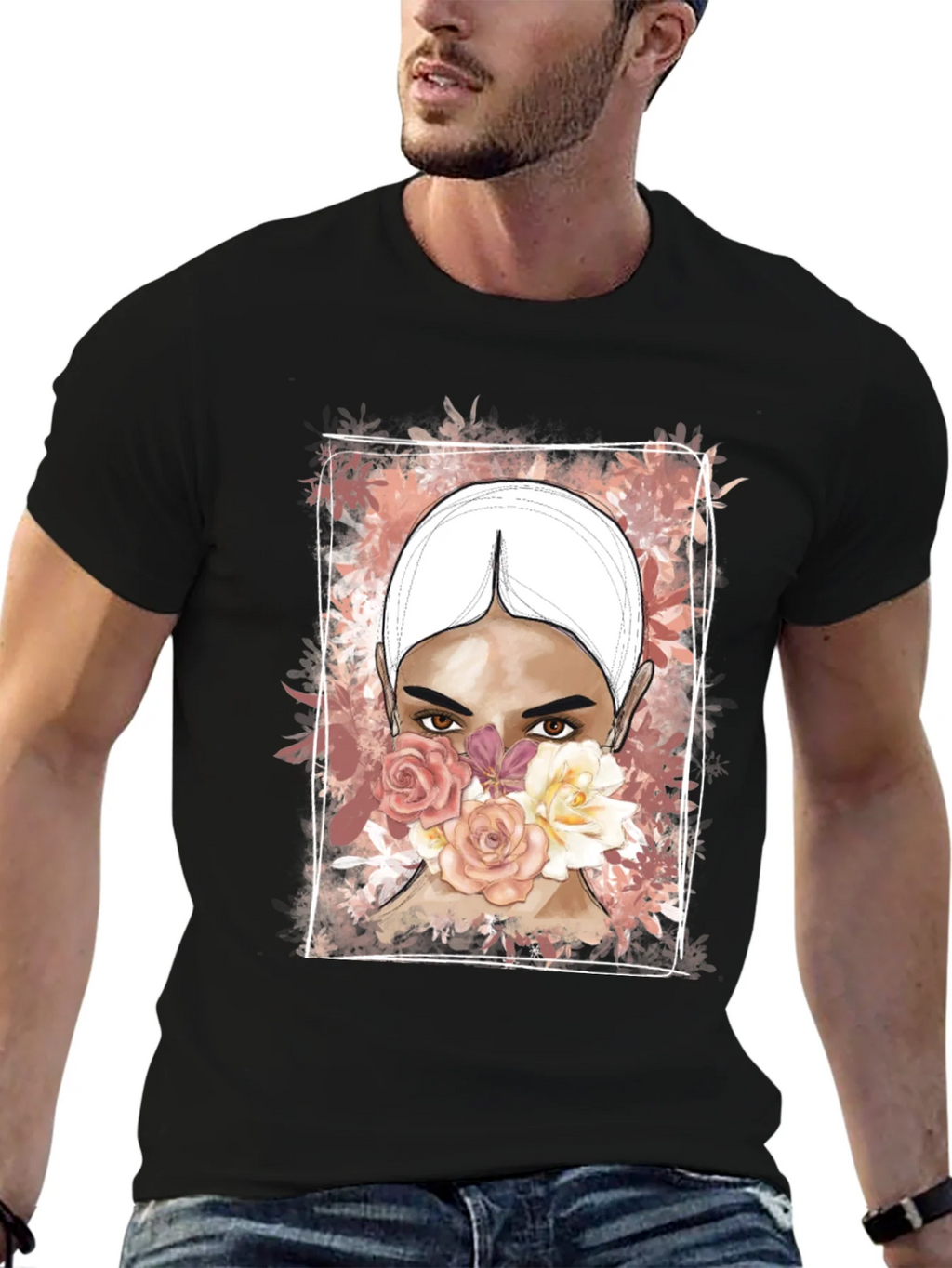 Floral Face Graphic T-Shirt product image 1