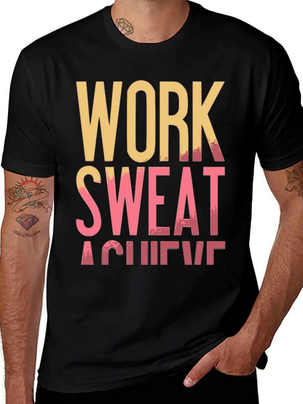 Work Sweat Achieve Black Graphic Tee product image 1