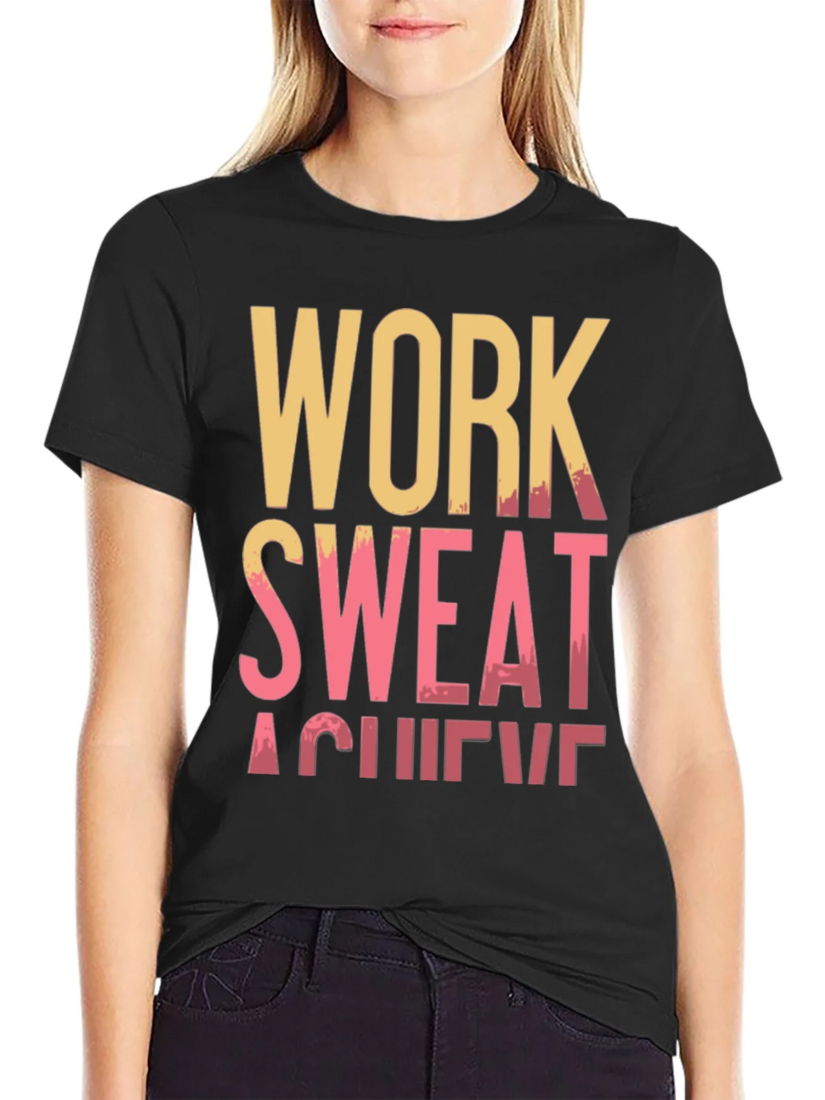 Work Sweat Achieve Black Graphic Tee product image 2