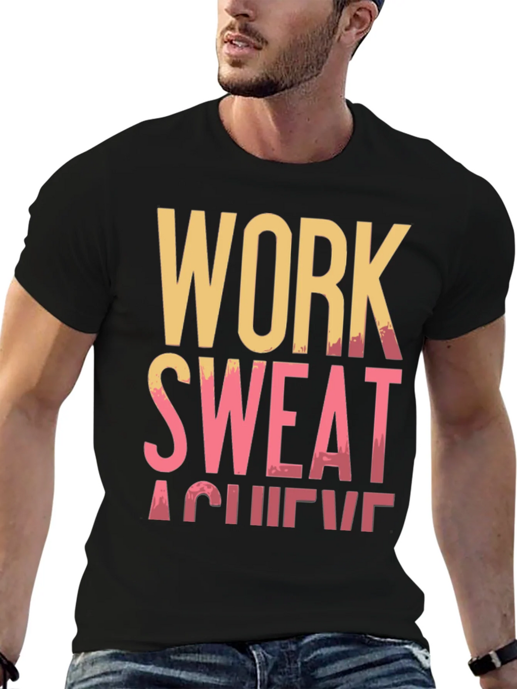 Work Sweat Achieve Black Graphic Tee product image 5