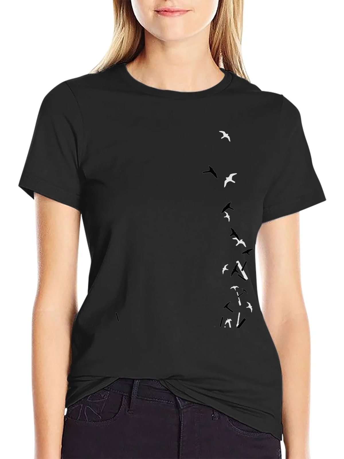 Black T-Shirt with Bird Graphic product image 2