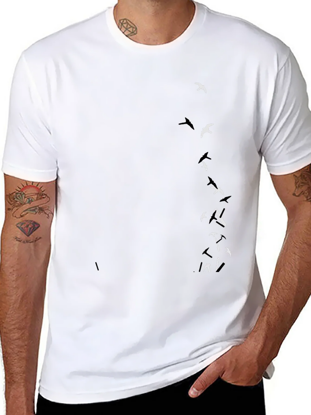 Black T-Shirt with Bird Graphic product image 7