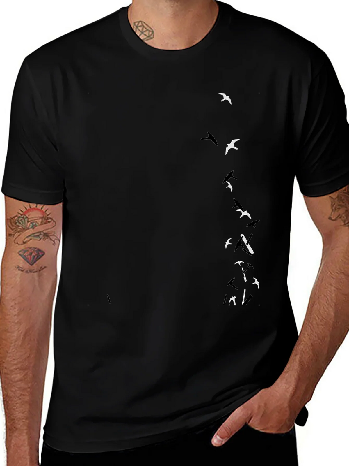 Black T-Shirt with Bird Graphic product image 1