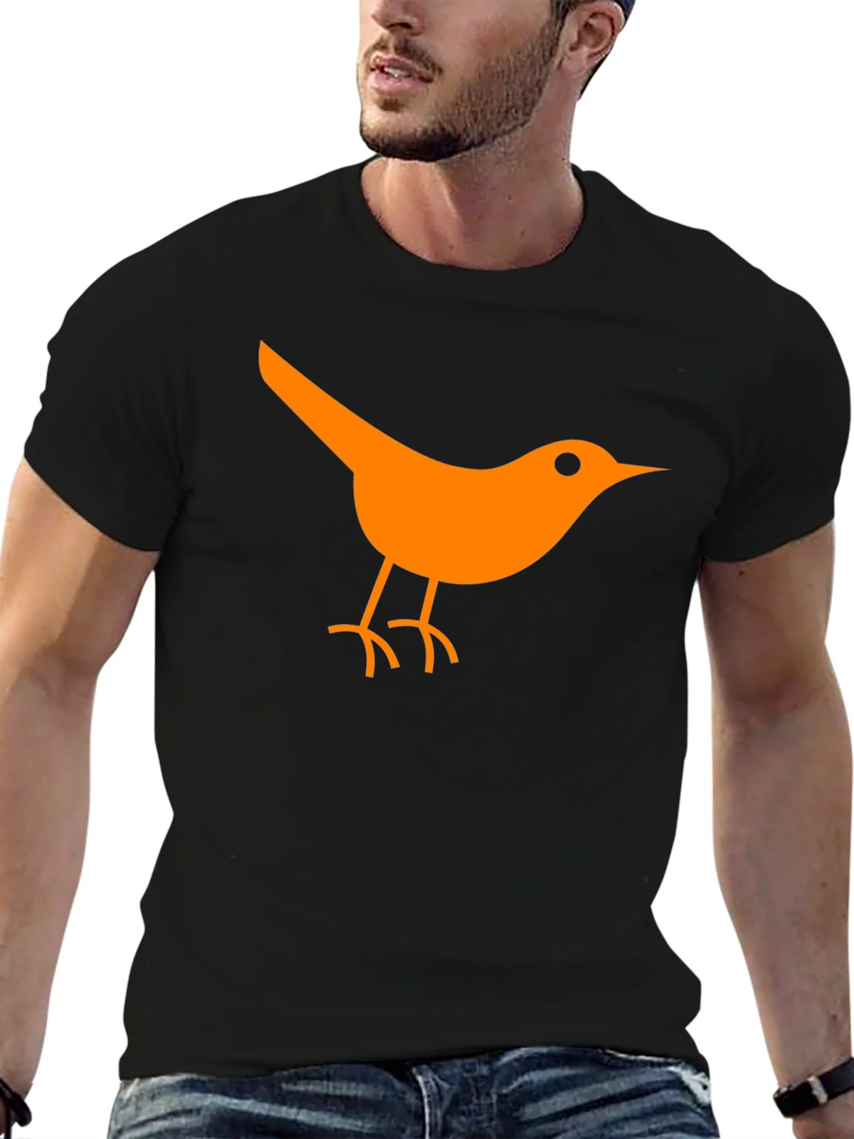 Orange Bird Graphic Black T-Shirt product image 6