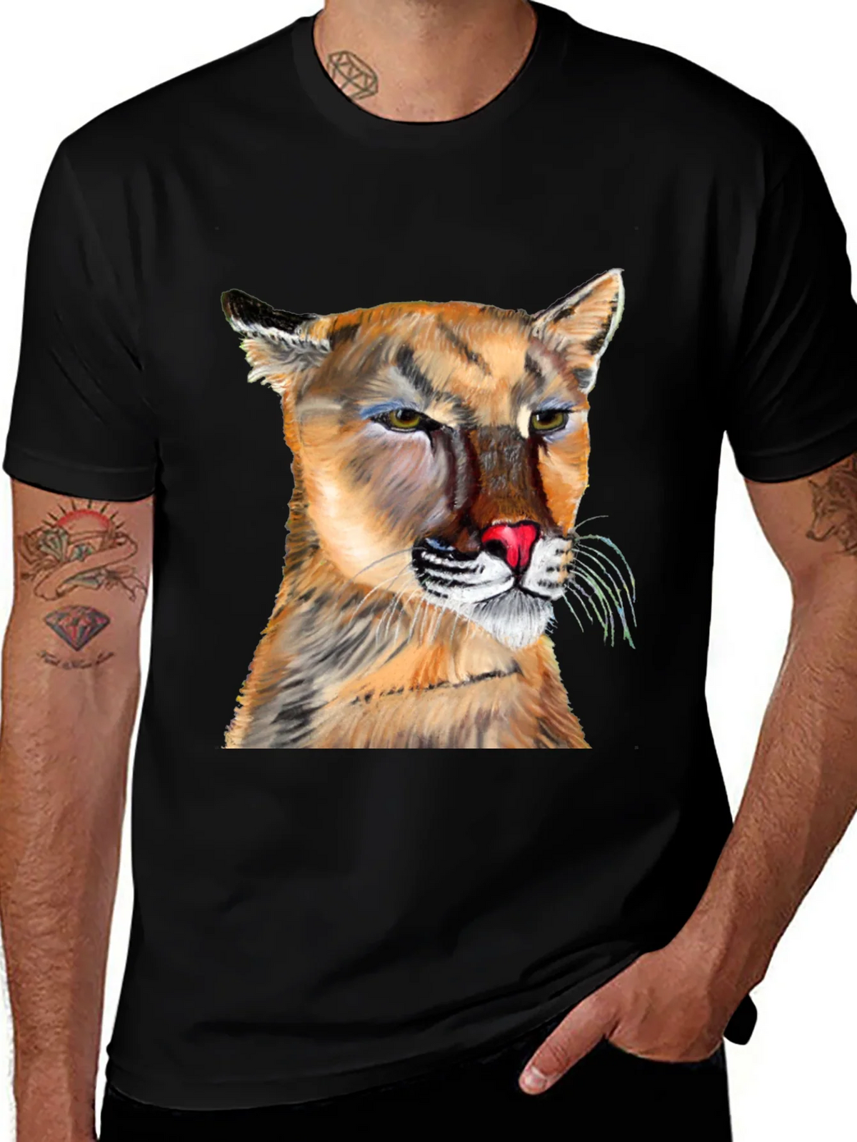 Cougar Graphic Tee - Black Crew Neck product image 1