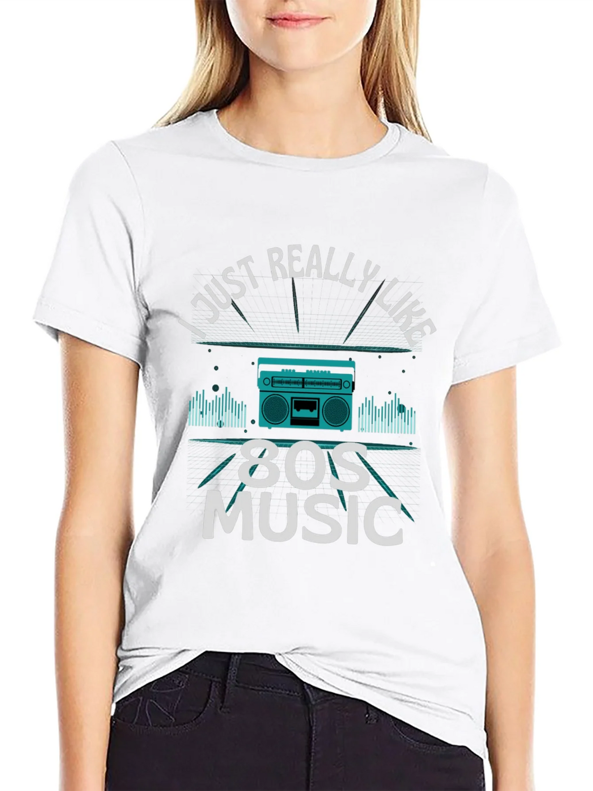 I Just Really Like 80s Music T-Shirt - Retro Boombox Design product image 5