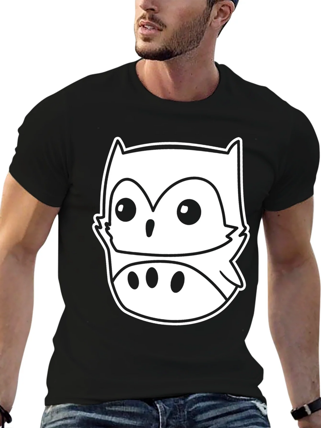 Owl Graphic Black T-Shirt - Mens Short Sleeve Crew Neck Tee product image 6