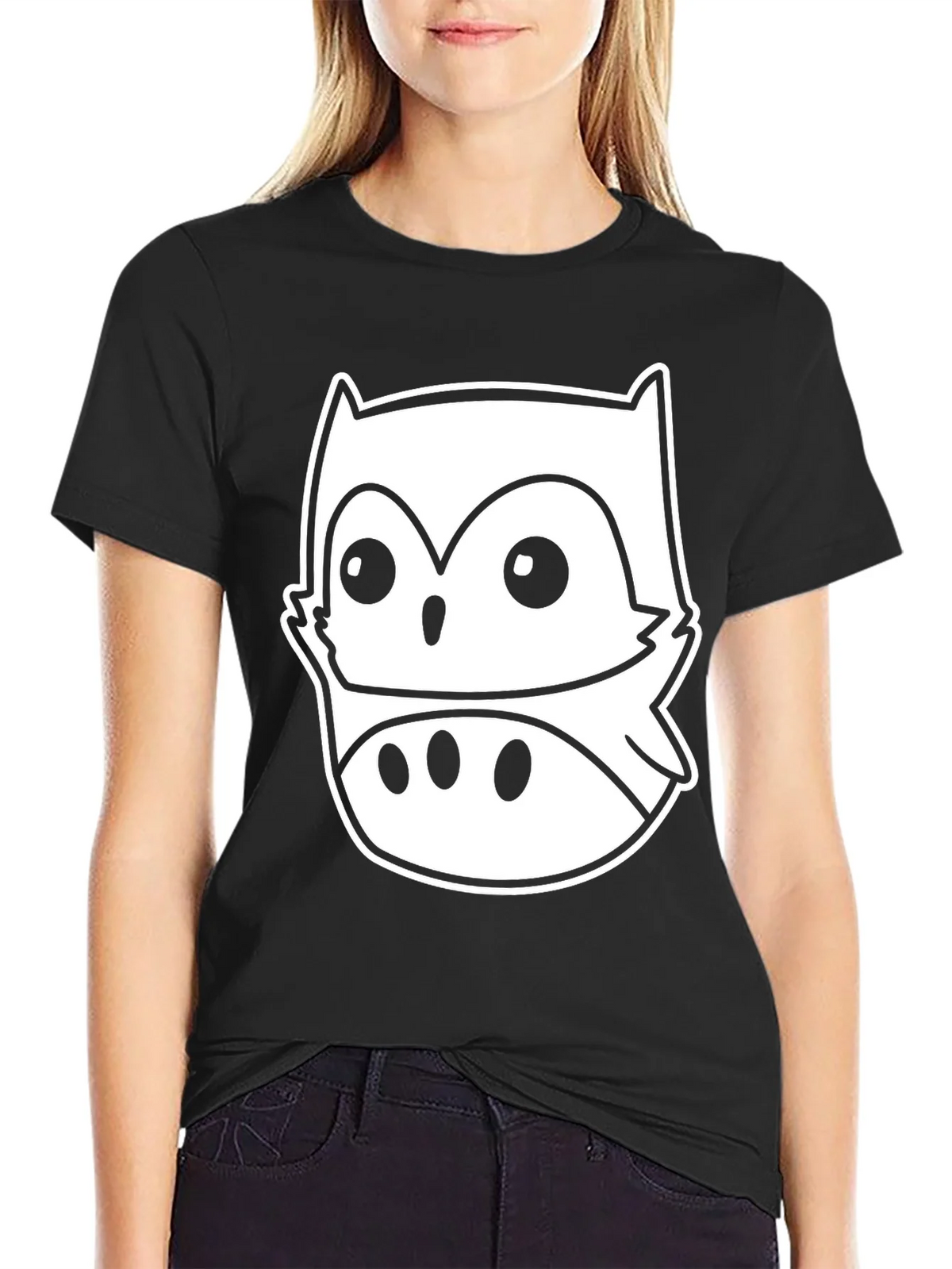 Owl Graphic Black T-Shirt - Mens Short Sleeve Crew Neck Tee product image 2