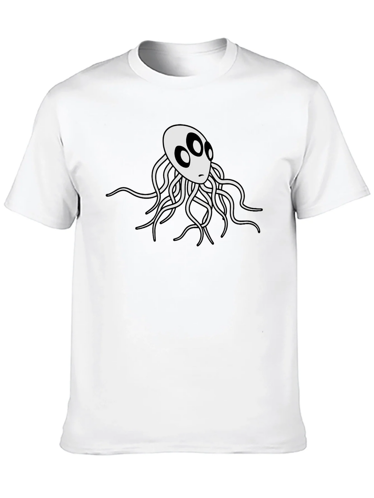 Mens Black T-Shirt with White Octopus Graphic product image 9