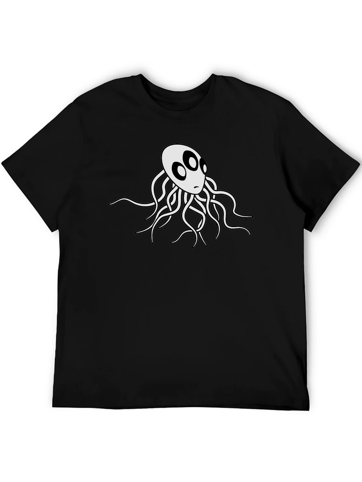 Mens Black T-Shirt with White Octopus Graphic product image 5