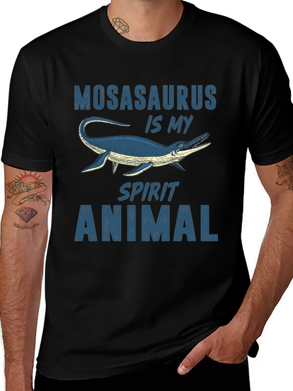Mosasaurus Spirit Animal Graphic Tee - Black product image 1