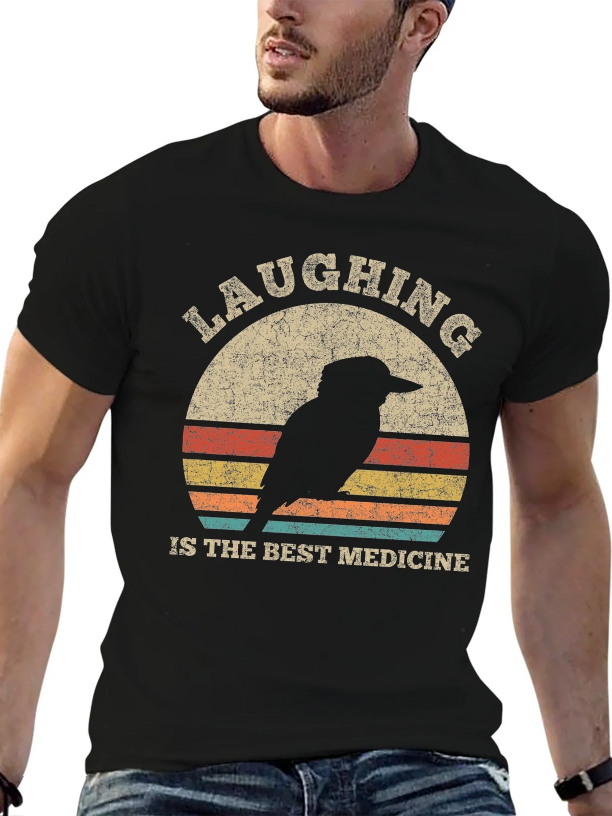 Laughing Bird Retro Graphic Tee - Unisex Cotton T-Shirt product image 4