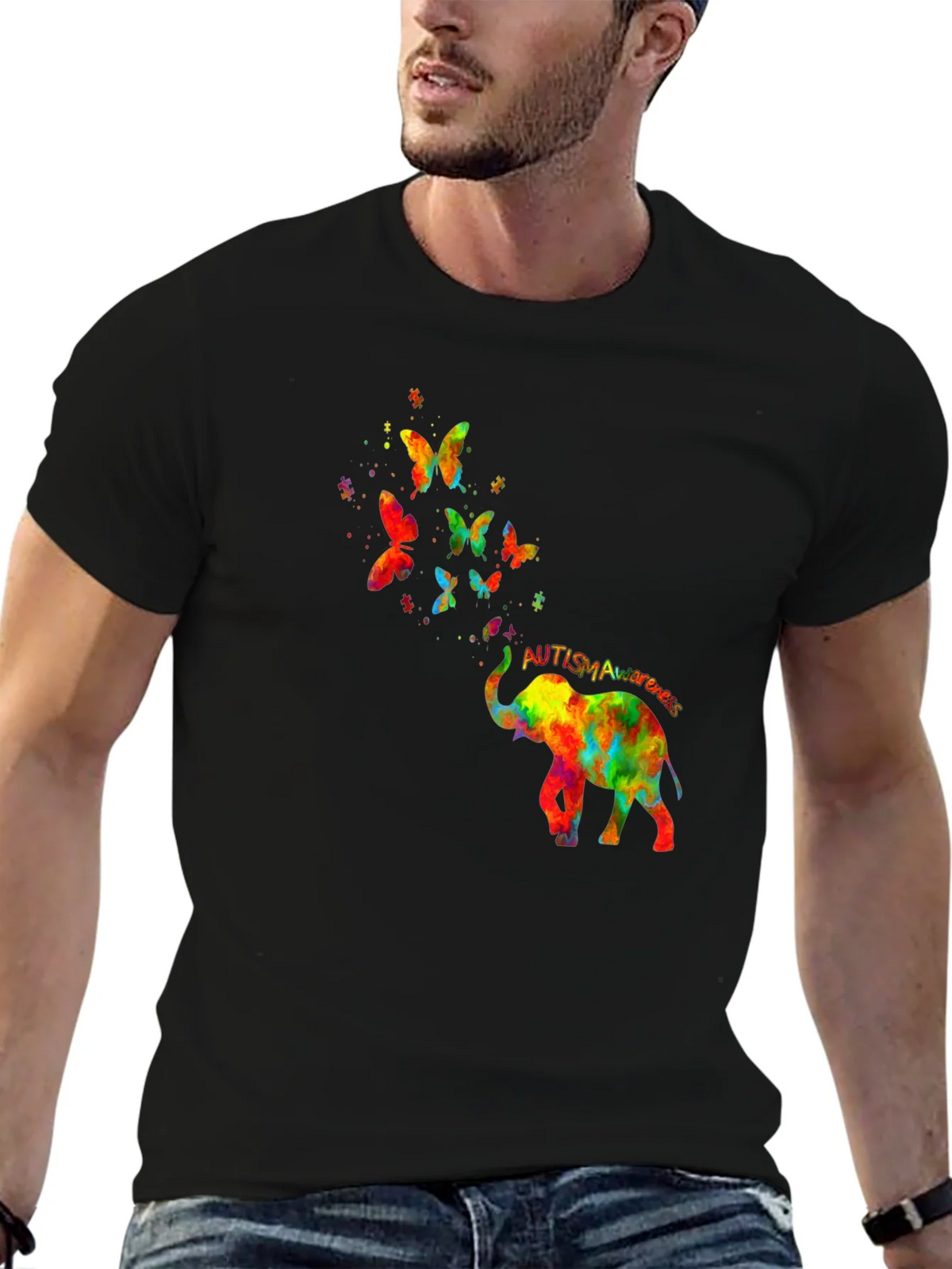 Autism Awareness Elephant Butterfly T-Shirt product image 4