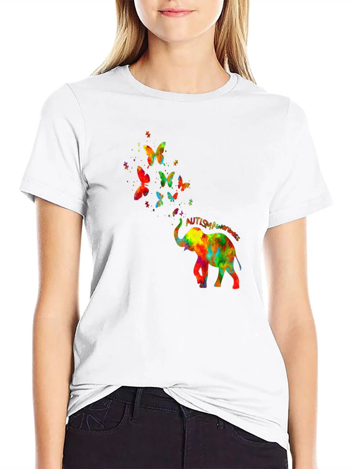 Autism Awareness Elephant Butterfly T-Shirt product image 5