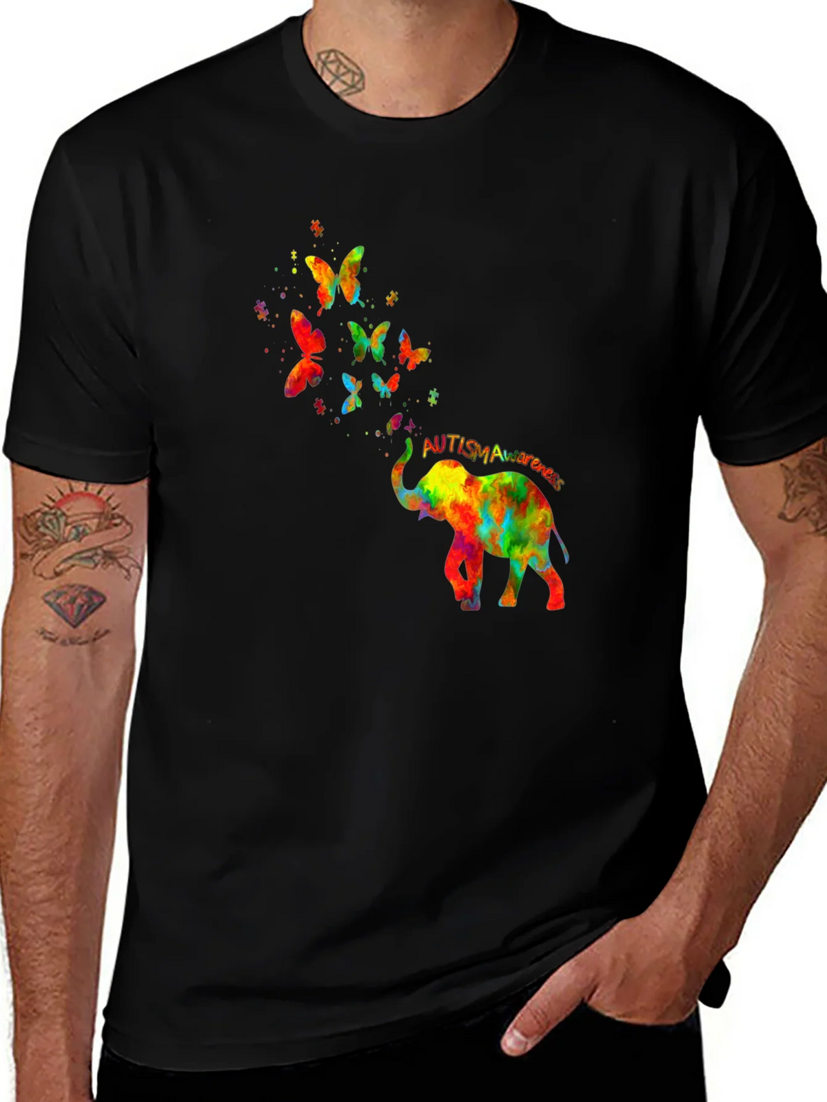 Autism Awareness Elephant Butterfly T-Shirt product image 1