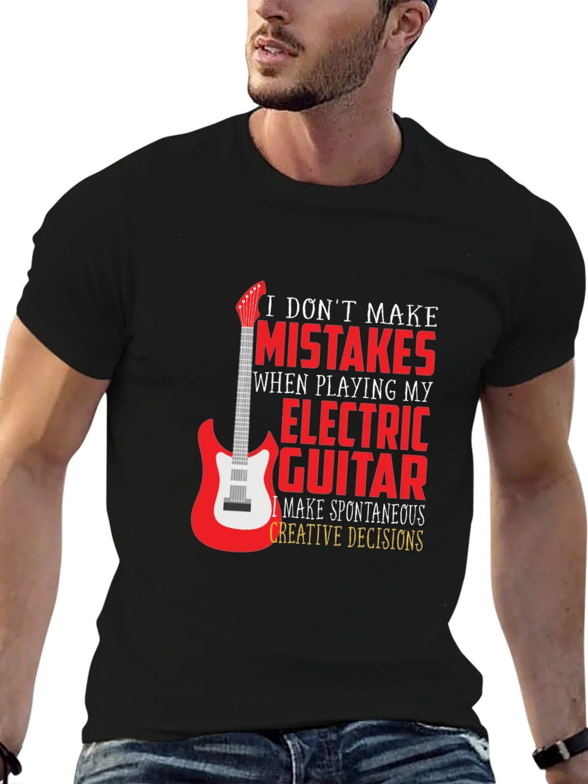 Electric Guitar Player Black Graphic T-Shirt product image 6