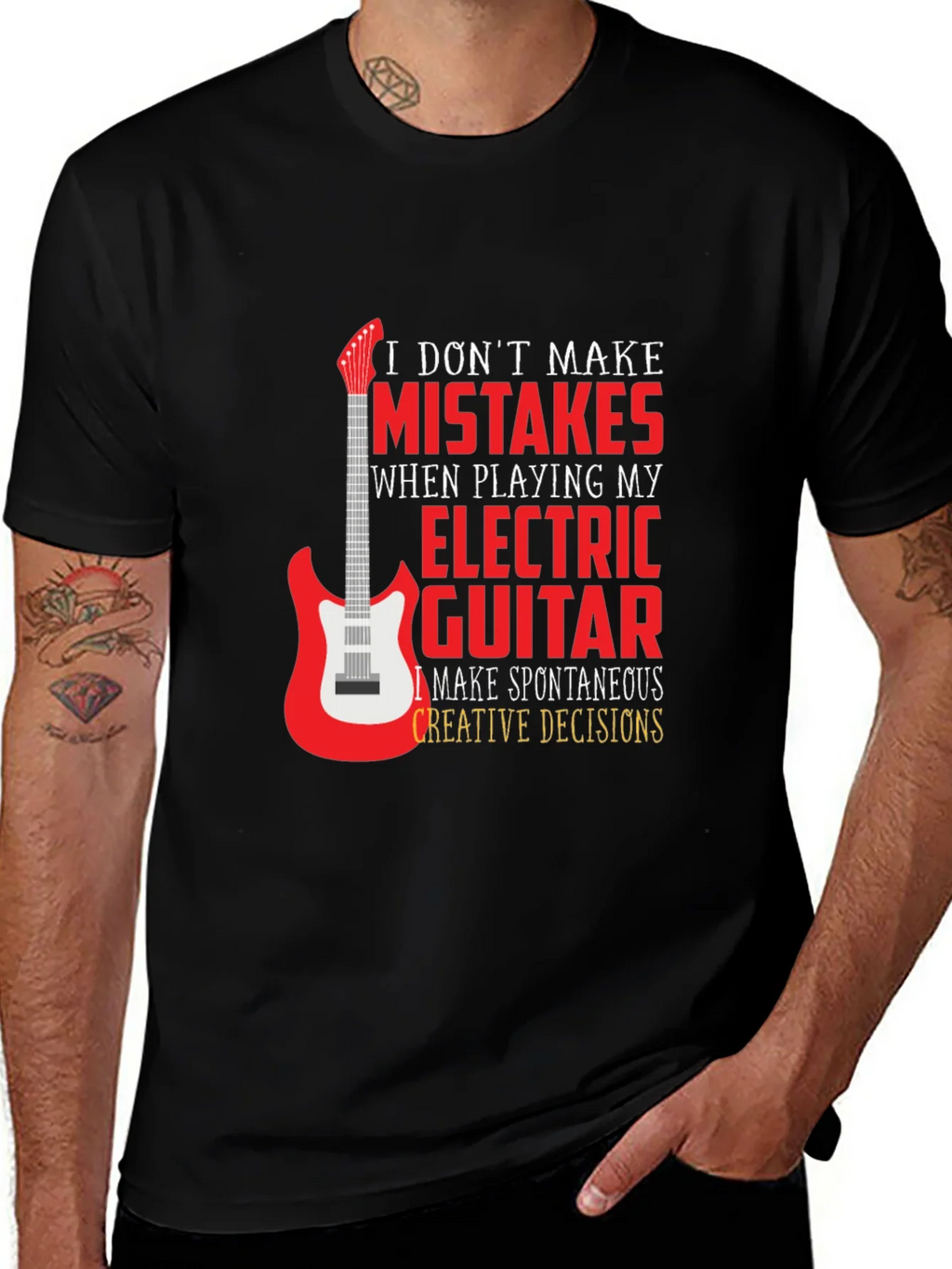 Electric Guitar Player Black Graphic T-Shirt product image 1