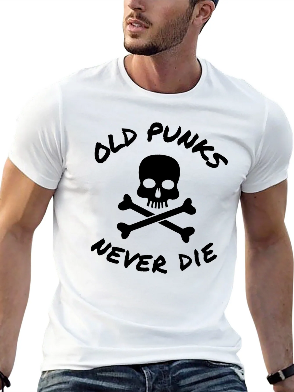 Old Punks Never Die Skull Graphic T-Shirt product image 7