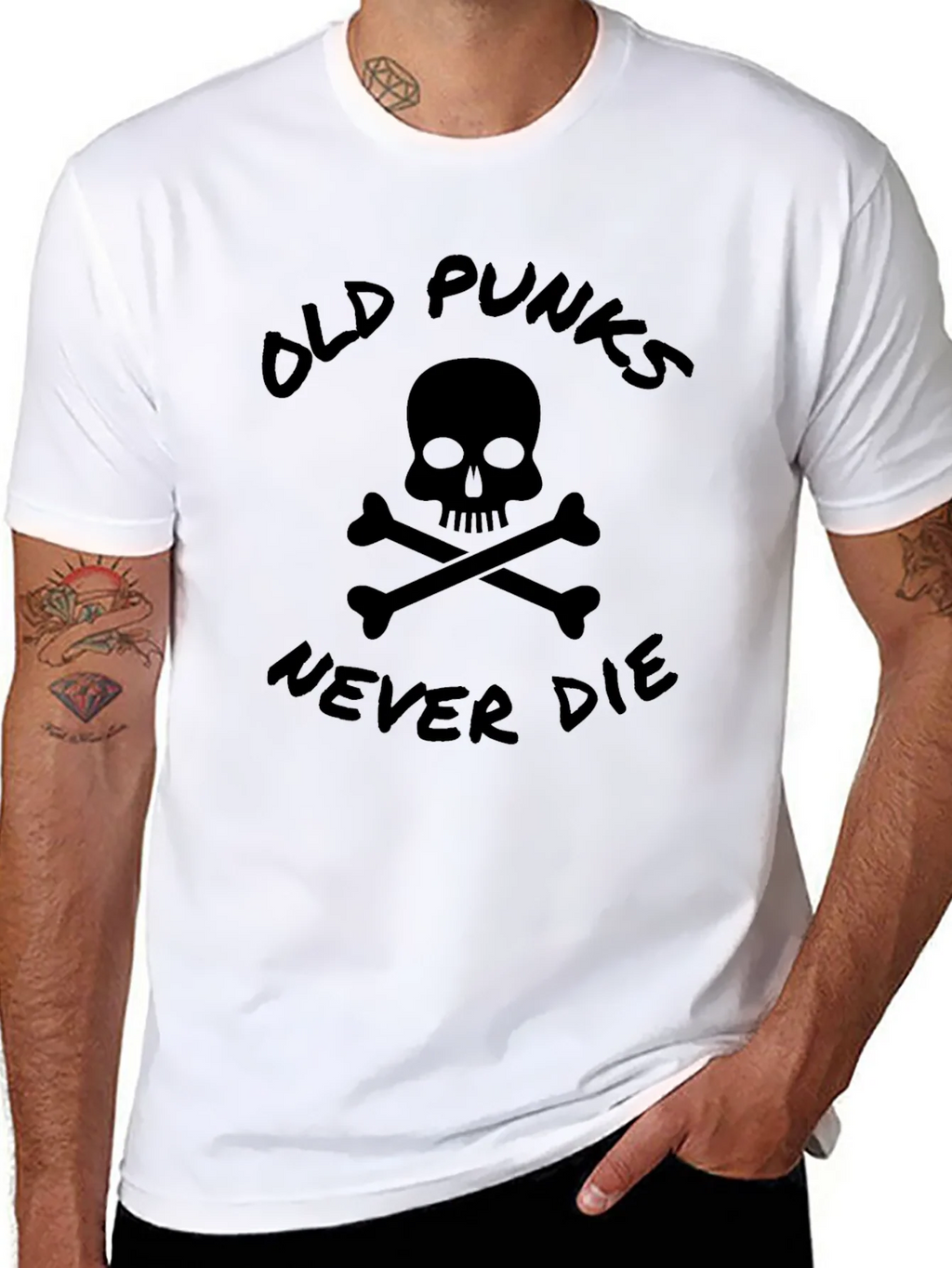 Old Punks Never Die Skull Graphic T-Shirt product image 5