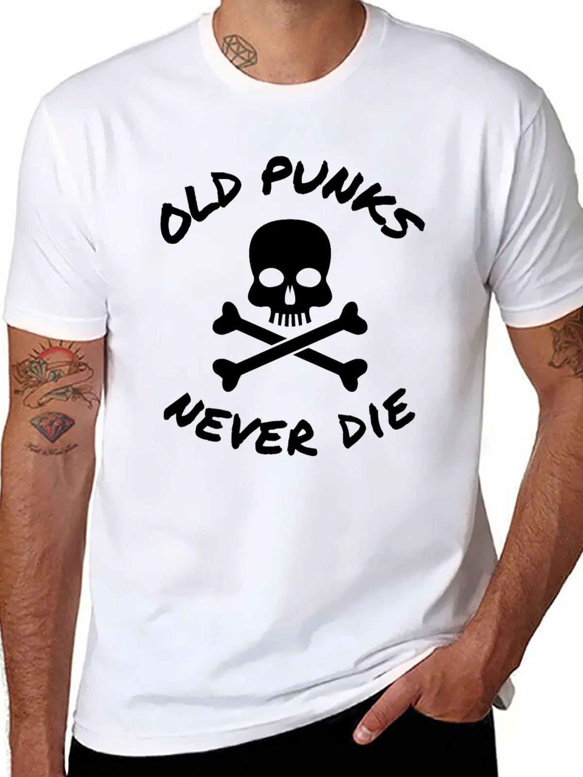 Old Punks Never Die Skull Graphic T-Shirt product image 5