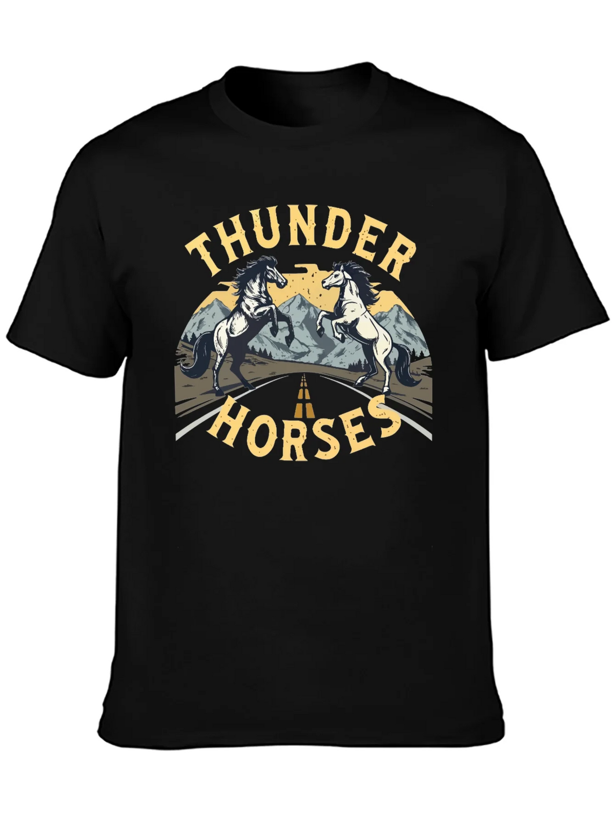 Thunder Horses Black Graphic T-Shirt product image 1
