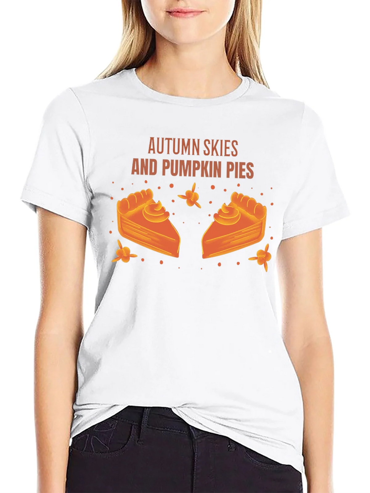 Autumn Skies Pumpkin Pies Black Graphic T-Shirt product image 8