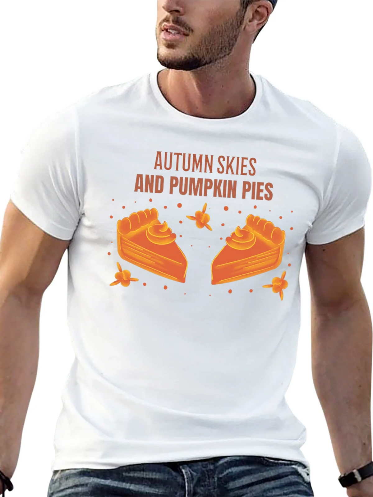 Autumn Skies Pumpkin Pies Black Graphic T-Shirt product image 12