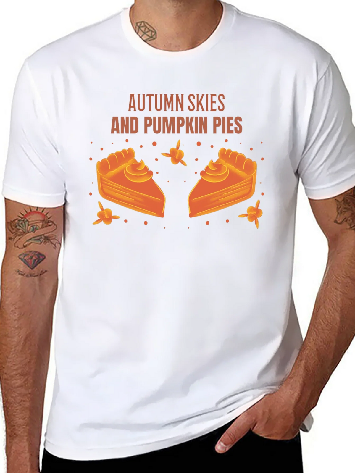 Autumn Skies Pumpkin Pies Black Graphic T-Shirt product image 7