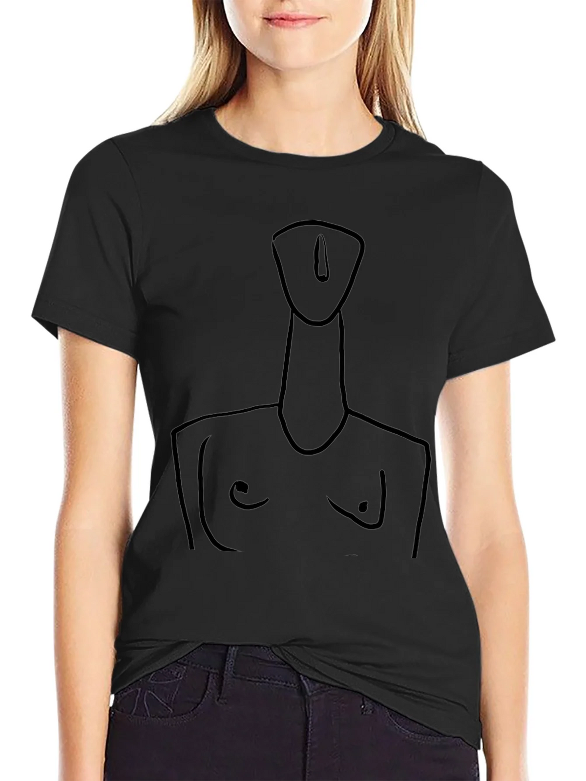 Abstract Line Art Tee - Modern Black T-Shirt product image 2