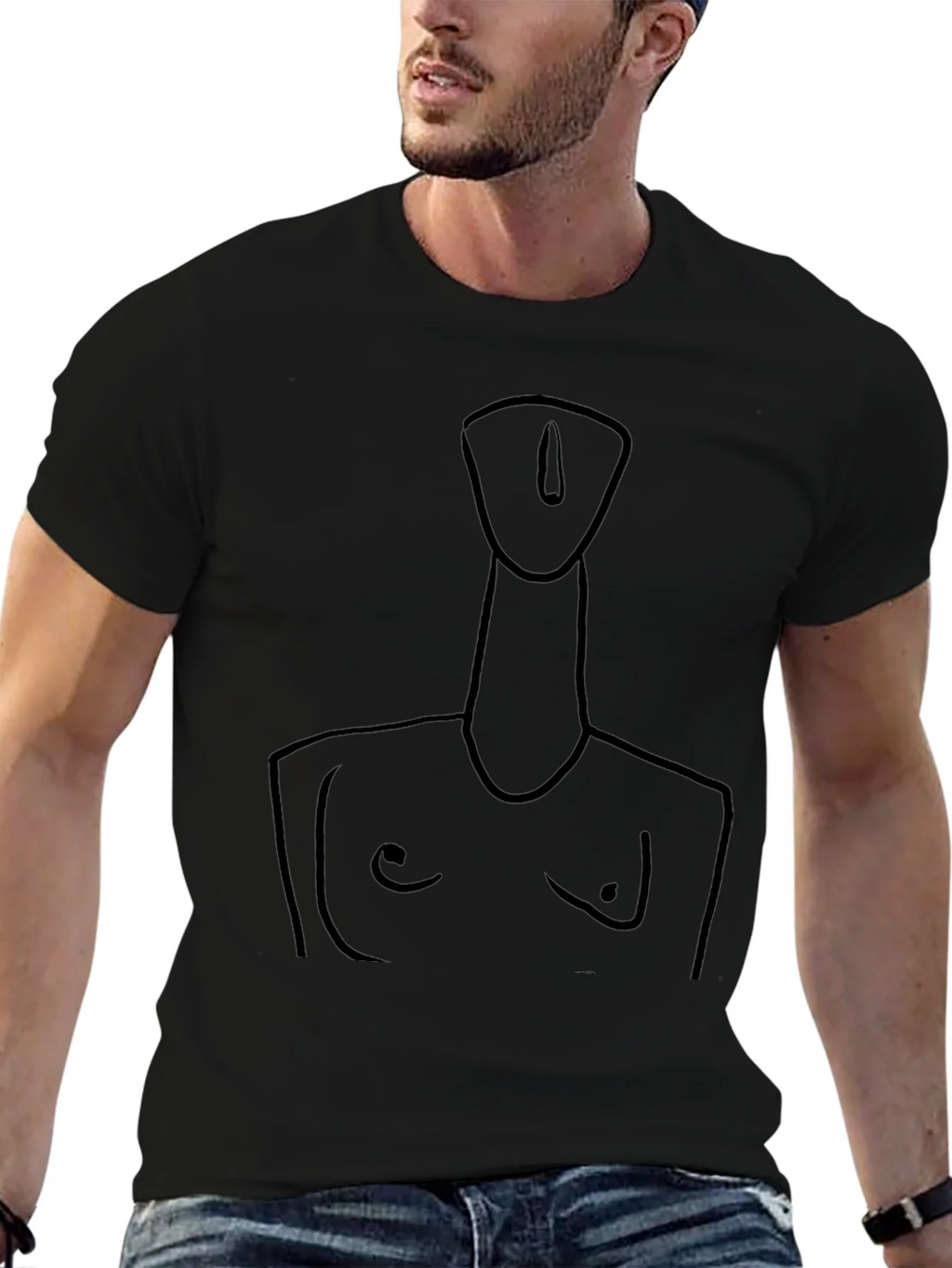 Abstract Line Art Tee - Modern Black T-Shirt product image 6