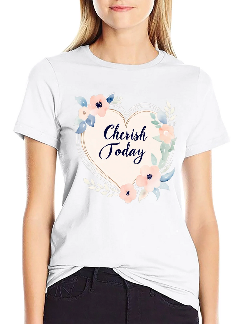 Cherish Today Floral Heart Graphic T-Shirt product image 8