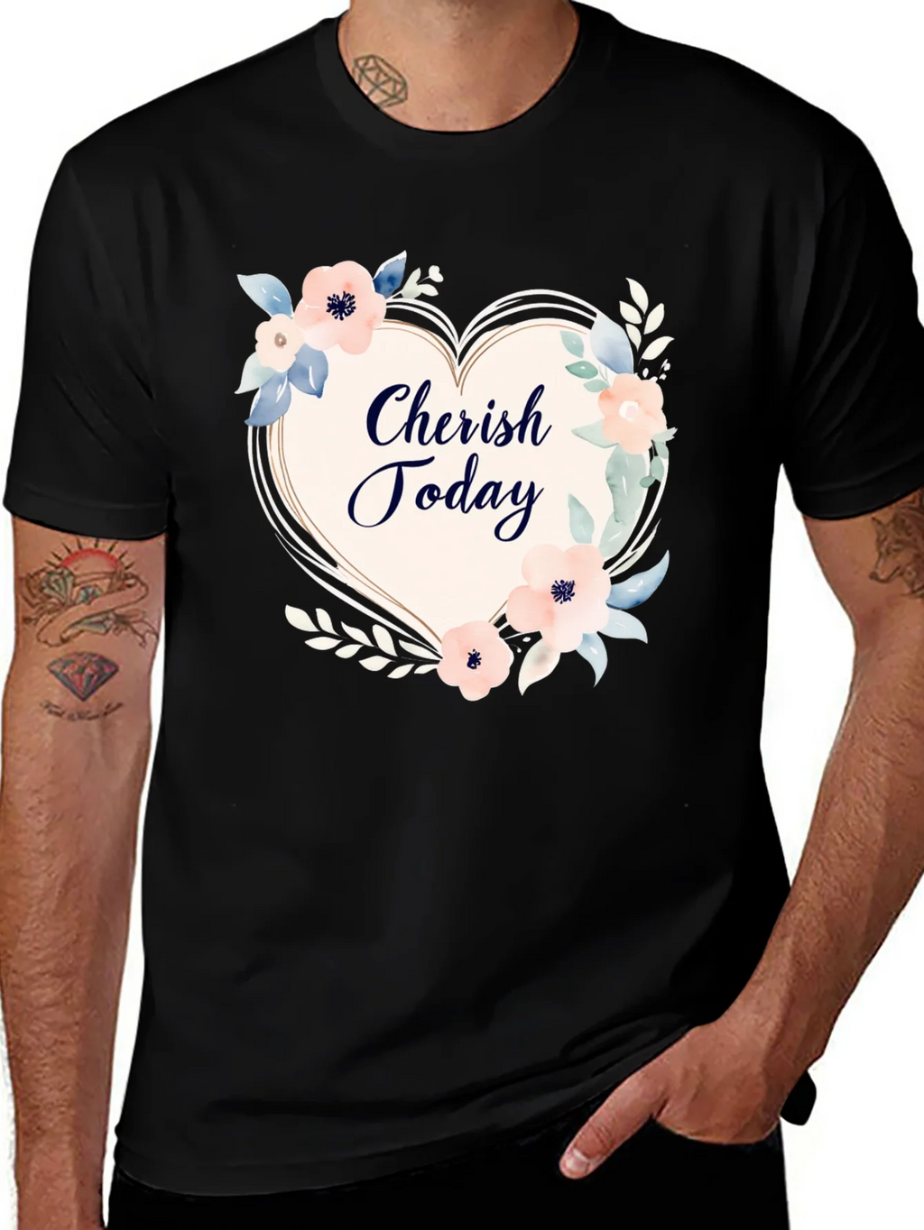 Cherish Today Floral Heart Graphic T-Shirt product image 1