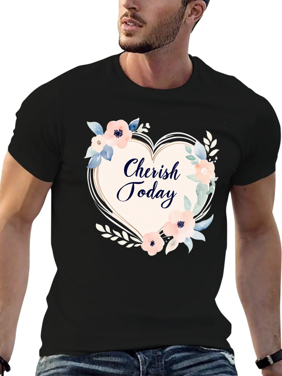Cherish Today Floral Heart Graphic T-Shirt product image 6