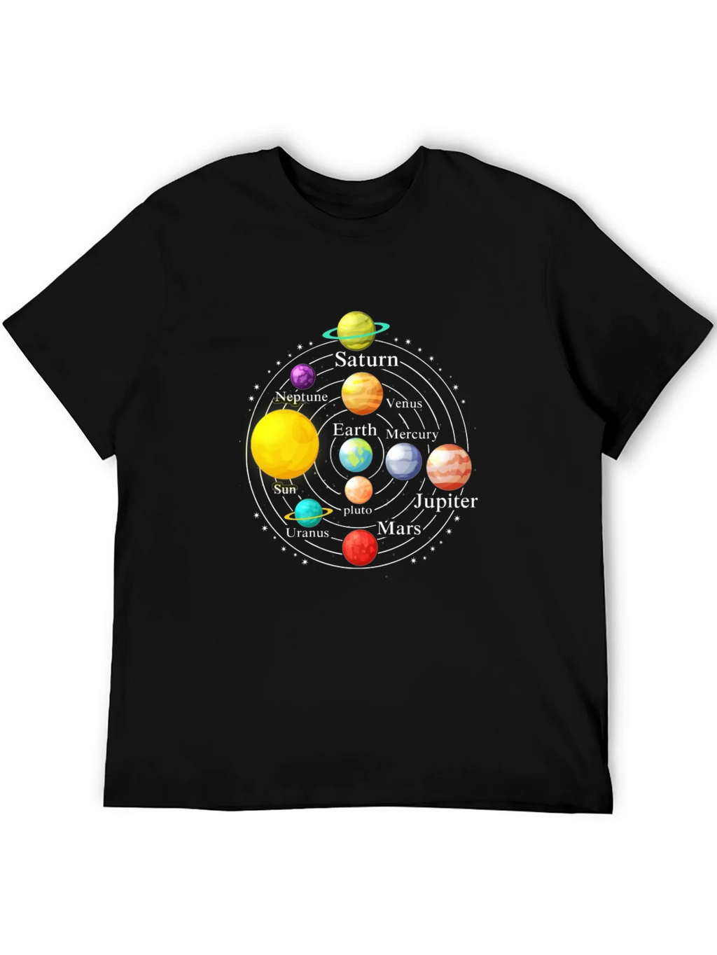 Solar System Planet Graphic Print Black T-Shirt product image 5