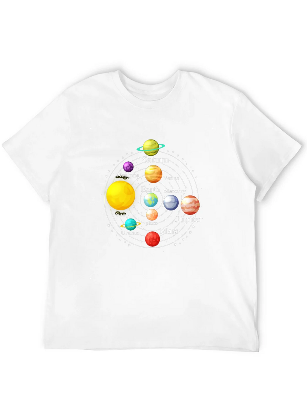 Solar System Planet Graphic Print Black T-Shirt product image 11