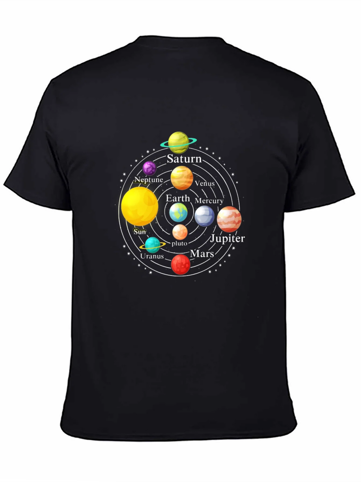 Solar System Planet Graphic Print Black T-Shirt product image 4