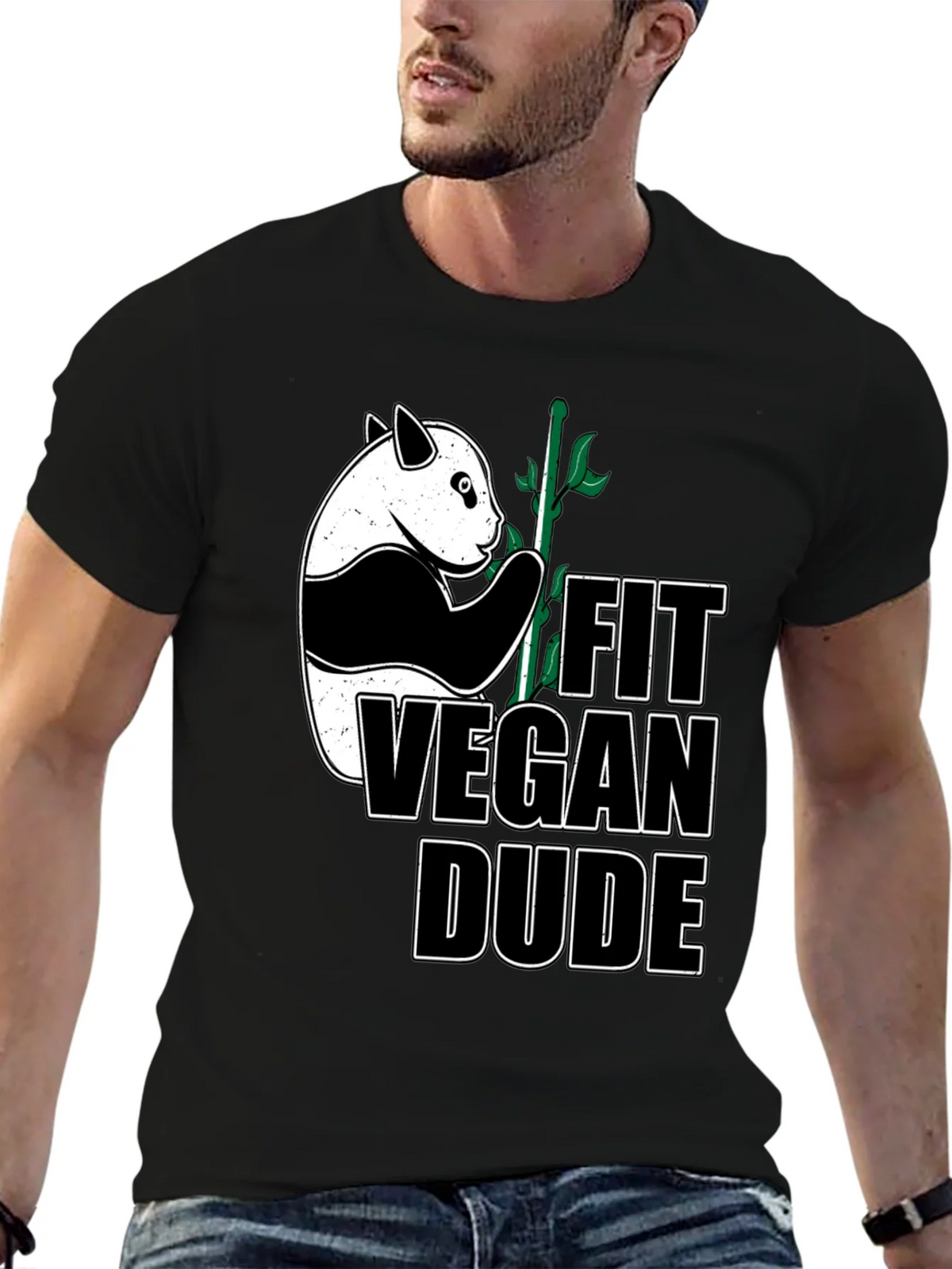 Fit Vegan Dude Panda T-Shirt product image 6