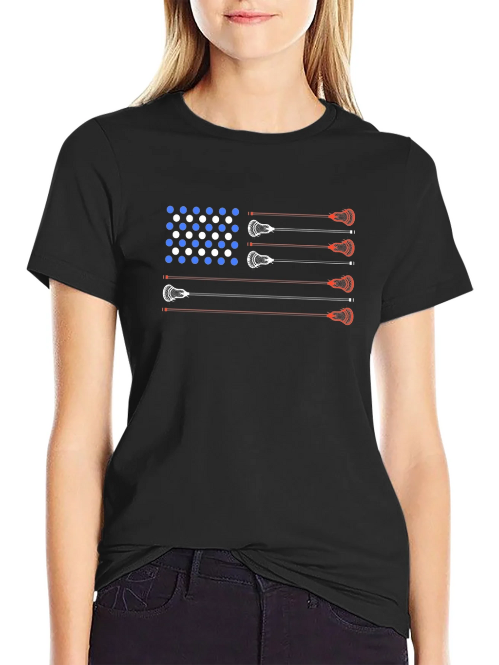 Lacrosse American Flag T-Shirt - Patriotic USA Tee product image 2