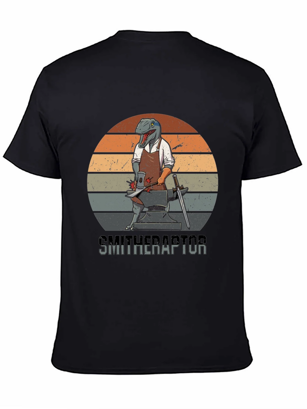 Smitheraptor T-Shirt: Dinosaur Blacksmith Design product image 4