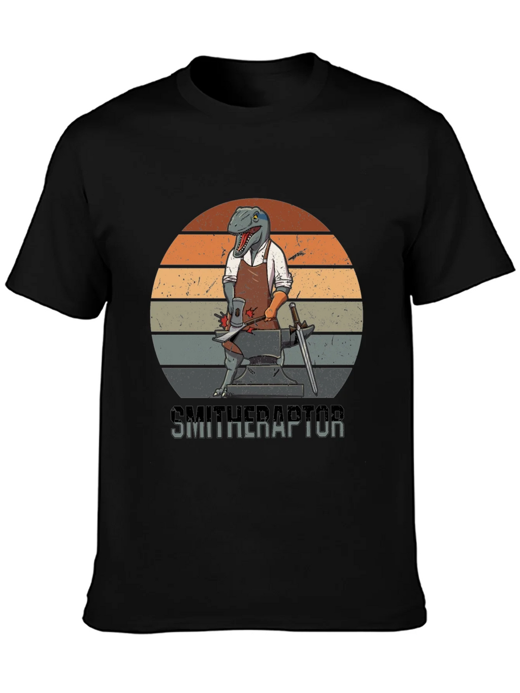 Smitheraptor T-Shirt: Dinosaur Blacksmith Design product image 3