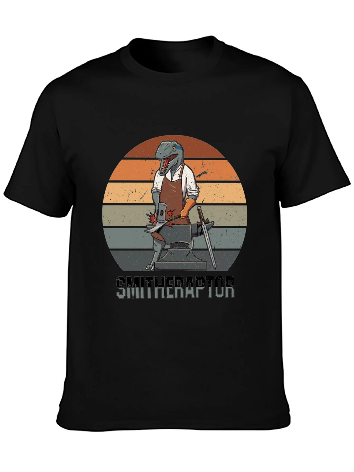 Smitheraptor T-Shirt: Dinosaur Blacksmith Design product image 3