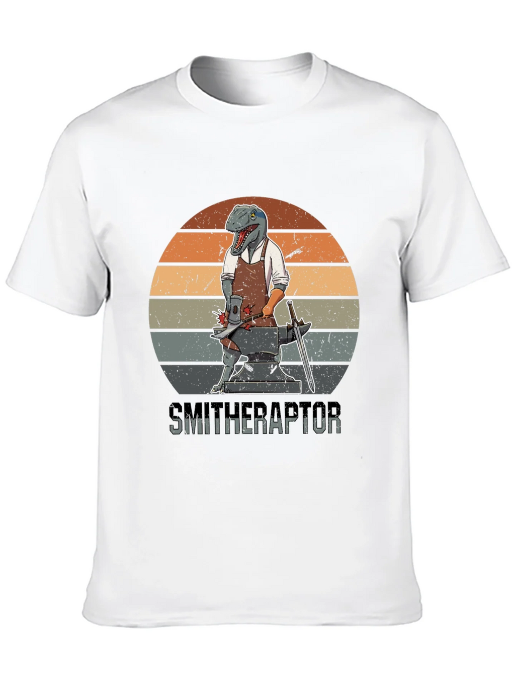Smitheraptor T-Shirt: Dinosaur Blacksmith Design product image 9