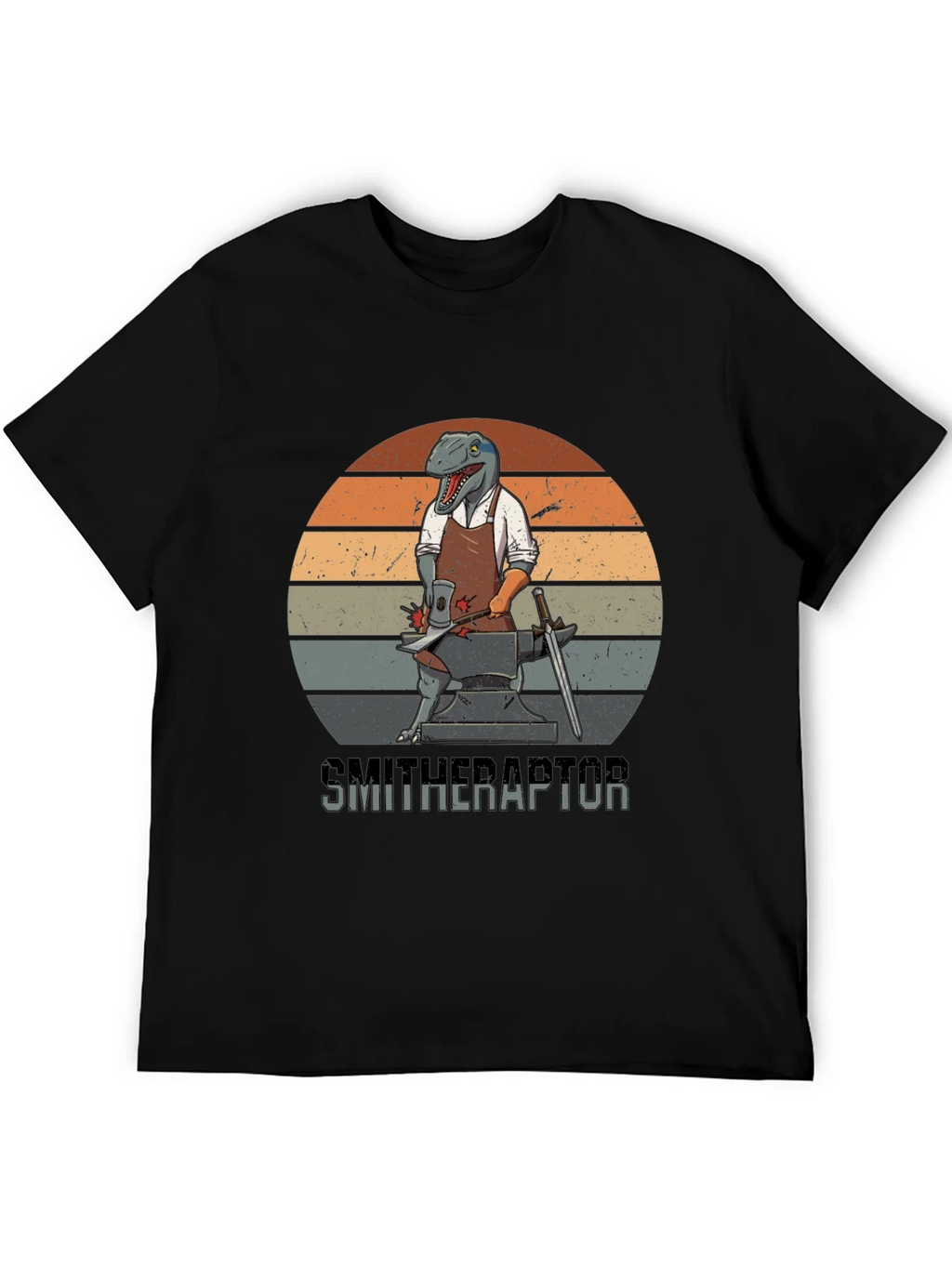 Smitheraptor T-Shirt: Dinosaur Blacksmith Design product image 5