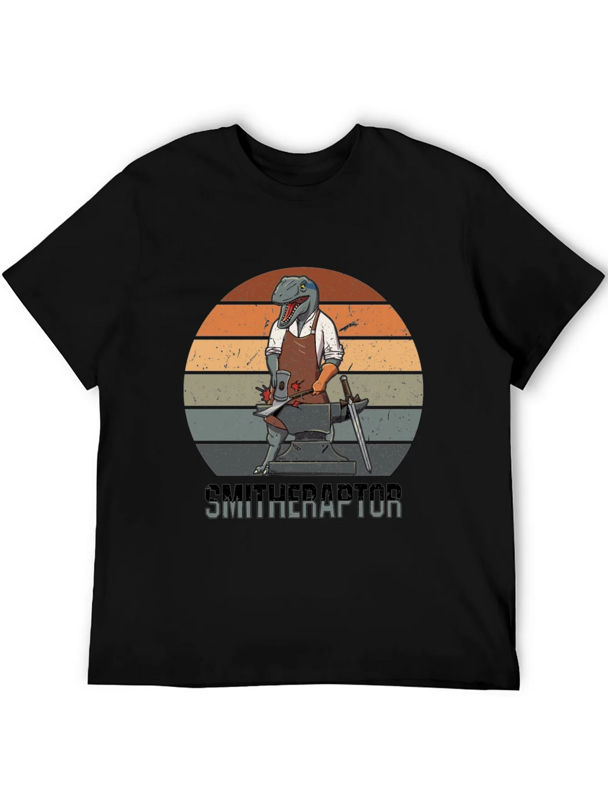 Smitheraptor T-Shirt: Dinosaur Blacksmith Design product image 5