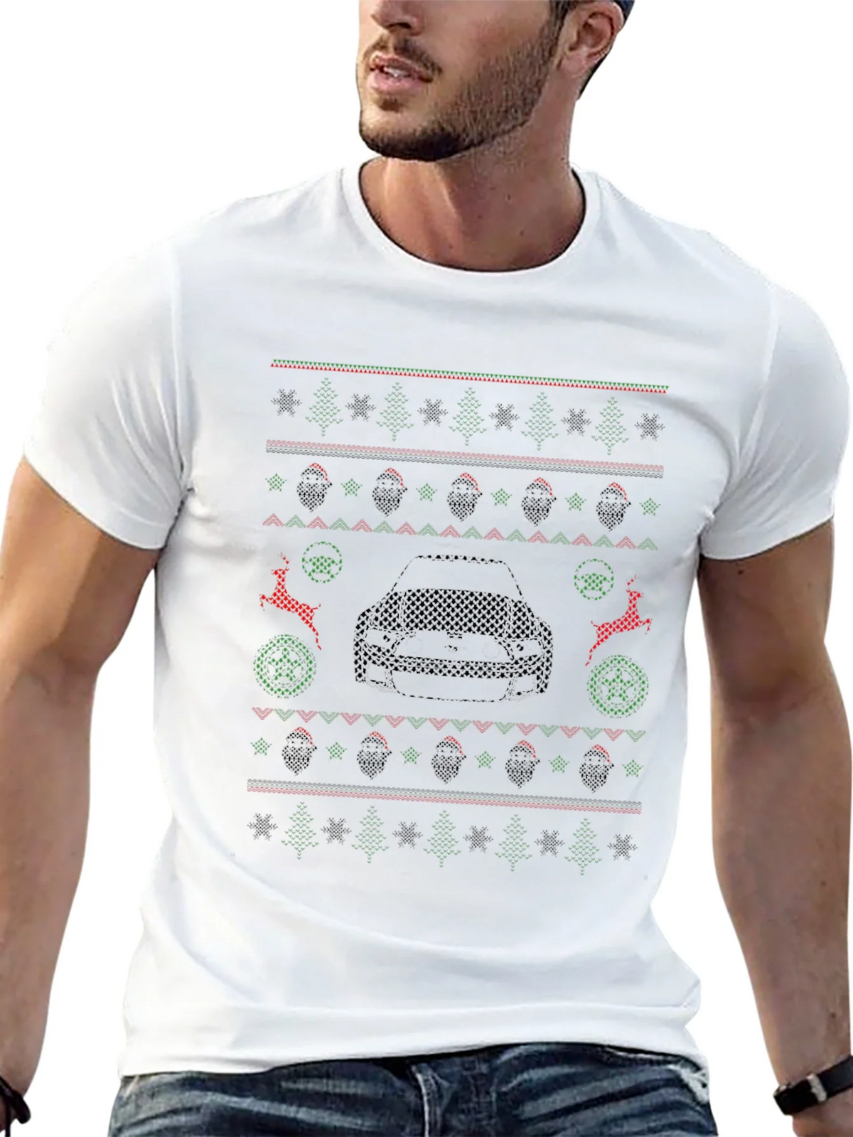 Ugly Christmas Sweater Style Car Graphic Tee product image 12