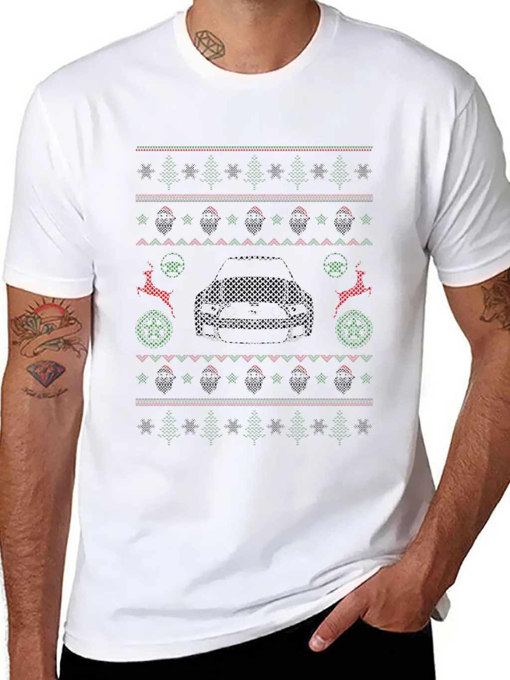 Ugly Christmas Sweater Style Car Graphic Tee product image 7