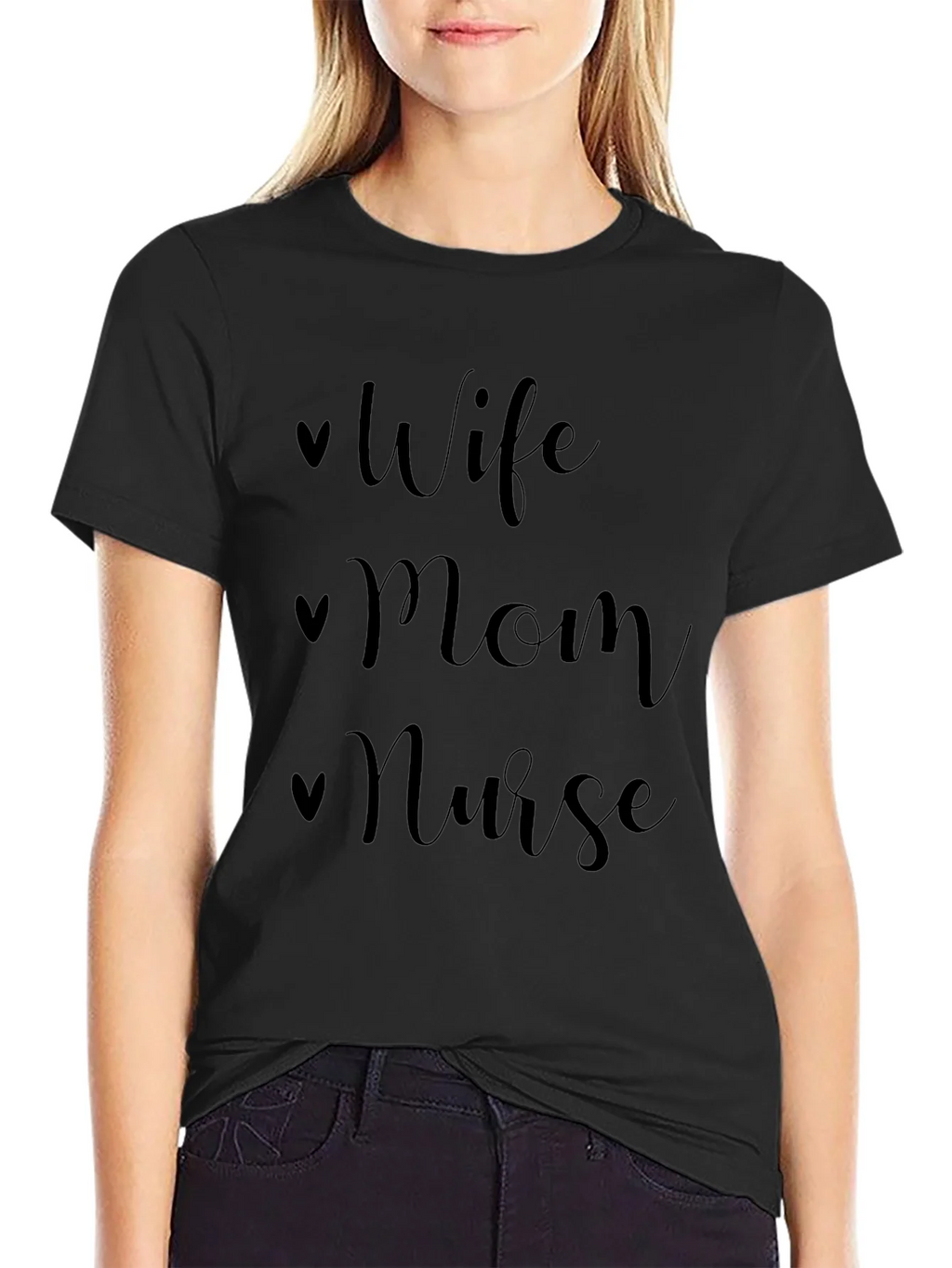 Wife Mom Nurse Black T-Shirt product image 2