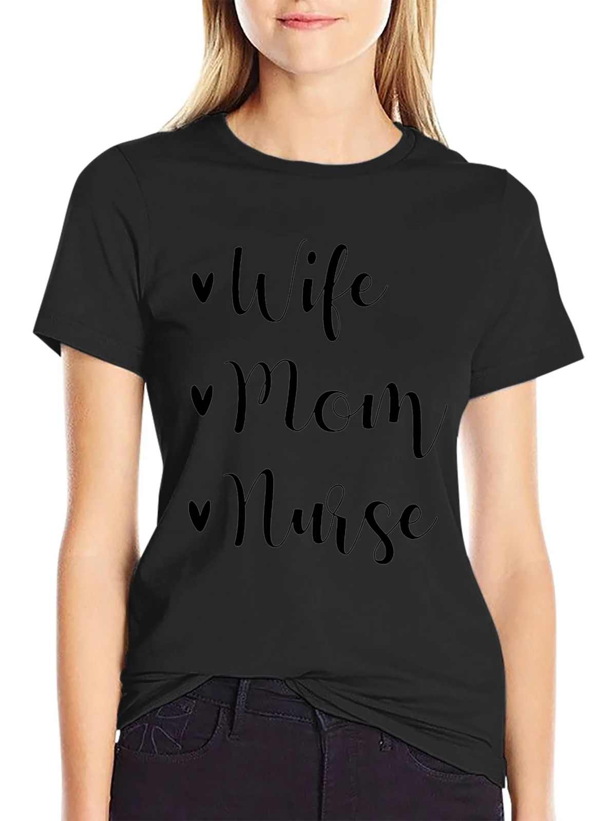 Wife Mom Nurse Black T-Shirt product image 2